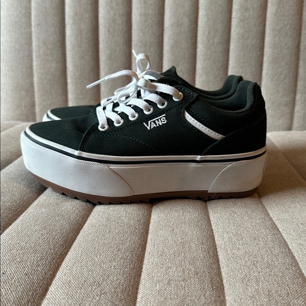 Forest Green Platform Vans